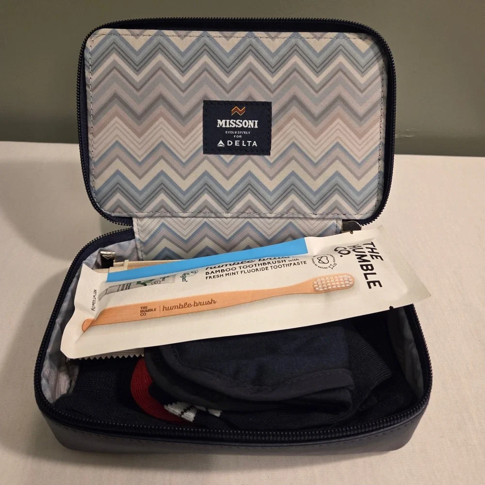 Missoni x Delta Amenity Travel Bag, Toiletries Included, Navy Blue